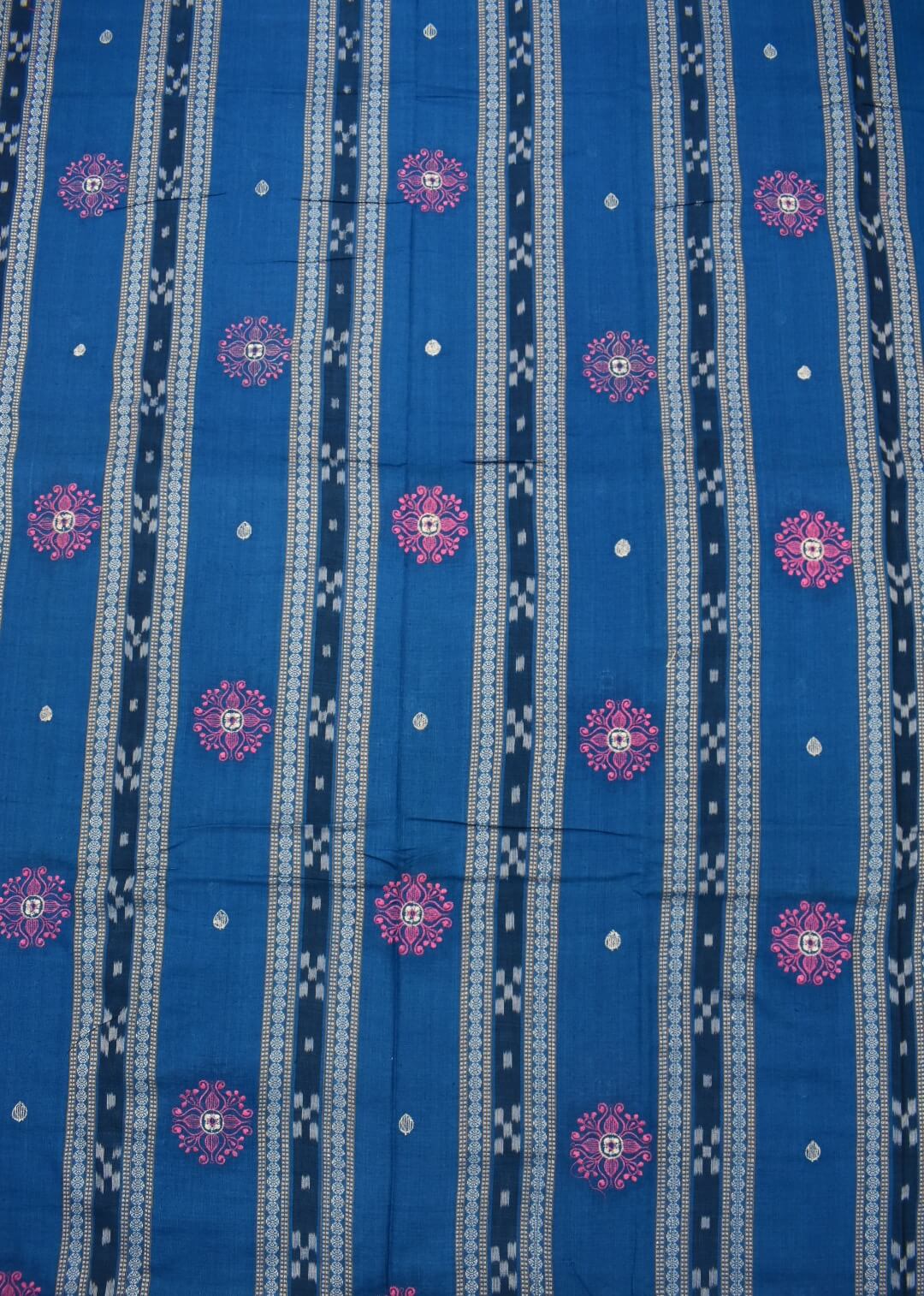 Sky Colour Sambalpuri Handloom Cotton Bomkai Dress Material - Image 4