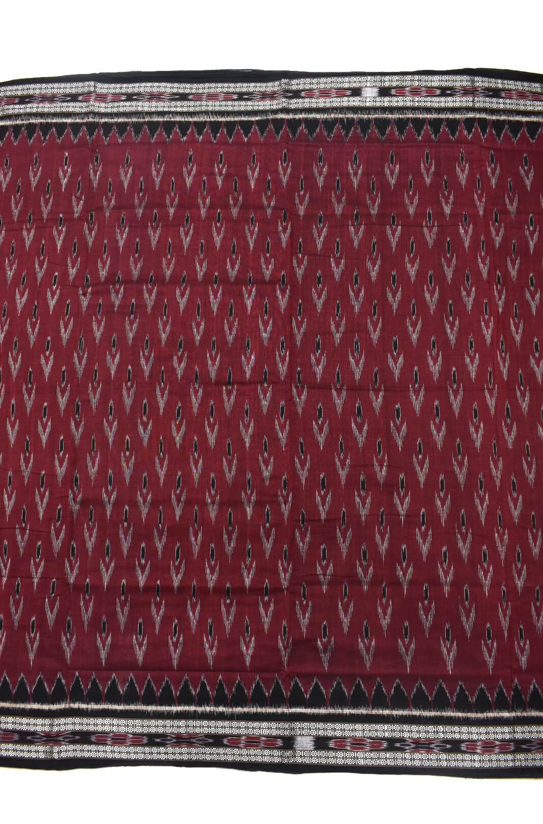 Maroon Colour Sambalpuri Handloom Cotton Saree