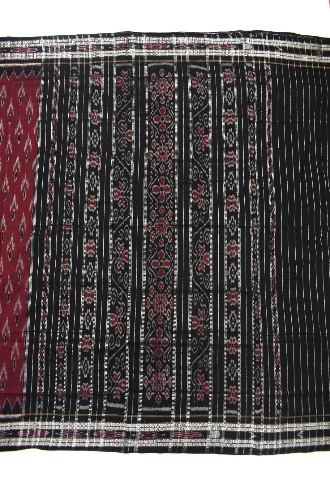 Maroon Colour Sambalpuri Handloom Cotton Saree - Image 2