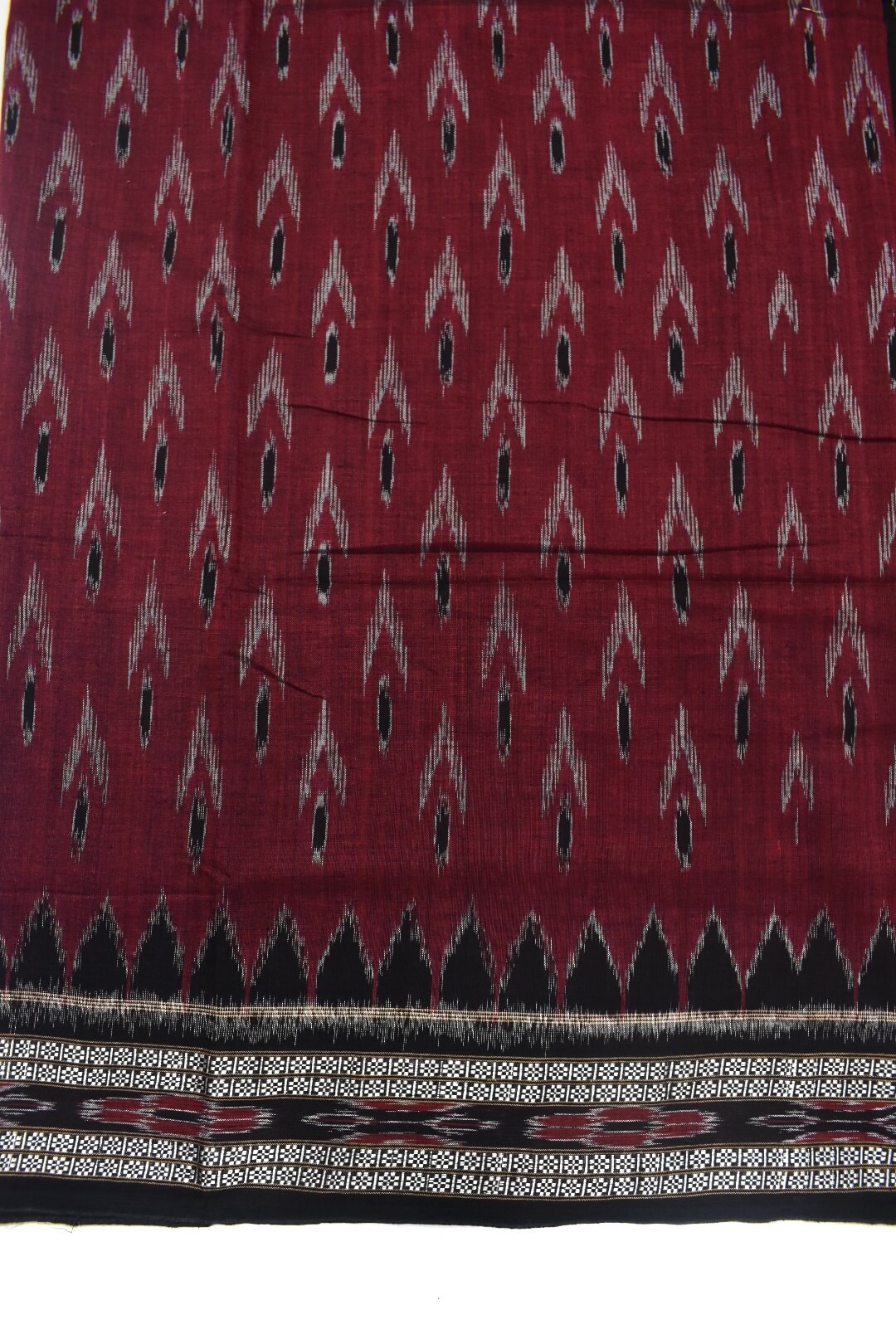 Maroon Colour Sambalpuri Handloom Cotton Saree - Image 4