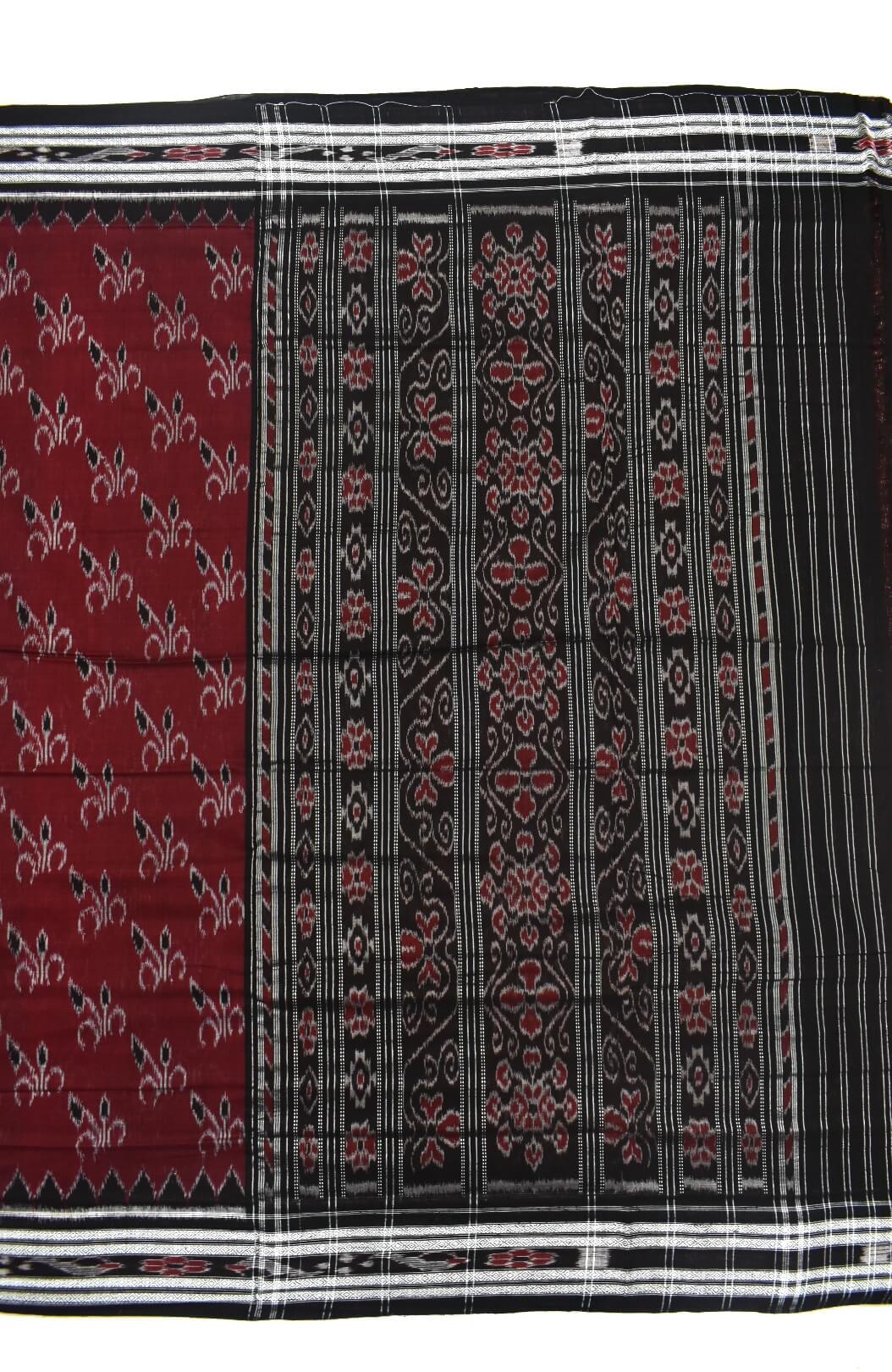 Maroon Colour Sambalpuri Handloom Cotton Saree - Image 2