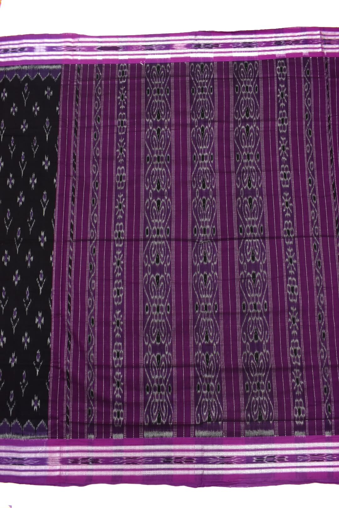 Black Colour Sambalpuri Handloom Cotton Saree - Image 2