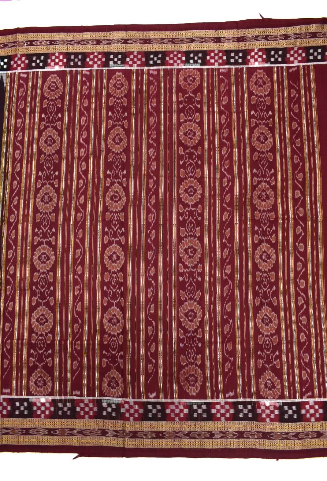 Green Colour Pasapali Border Sambalpuri Handloom Cotton Saree - Image 2