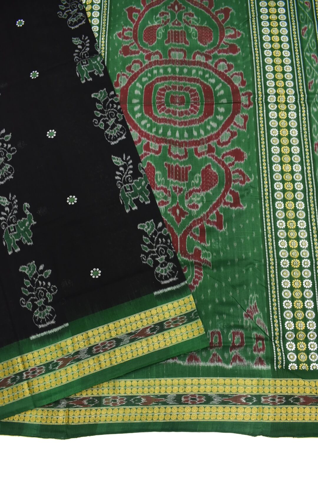 Black Colour Sambalpuri Handloom cotton Bomkai Saree - Image 3