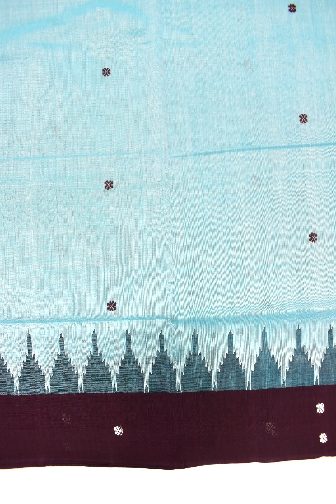 Sky Colour Sambalpuri Handloom Cotton Bapta Saree - Image 4