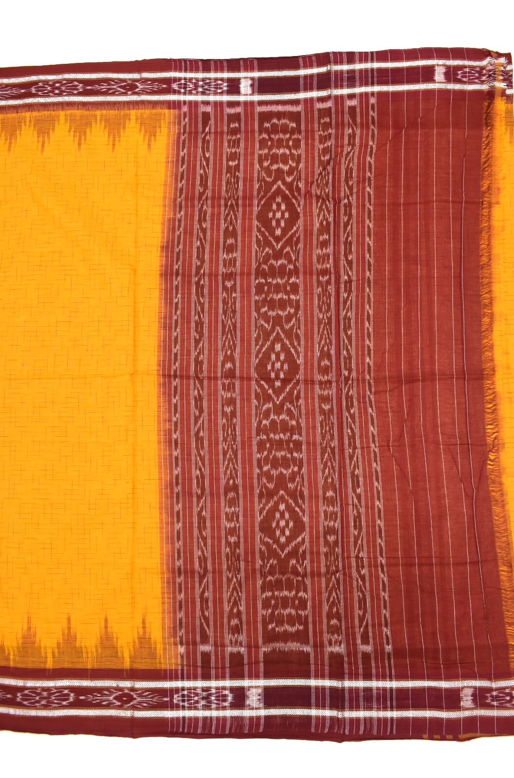 Yellow Colour Sambalpuri Handloom Cotton Saree - Image 2