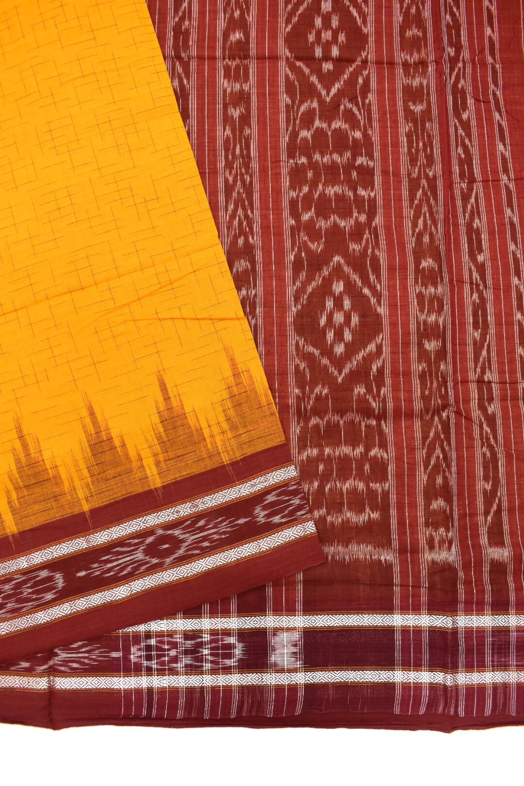 Yellow Colour Sambalpuri Handloom Cotton Saree - Image 3