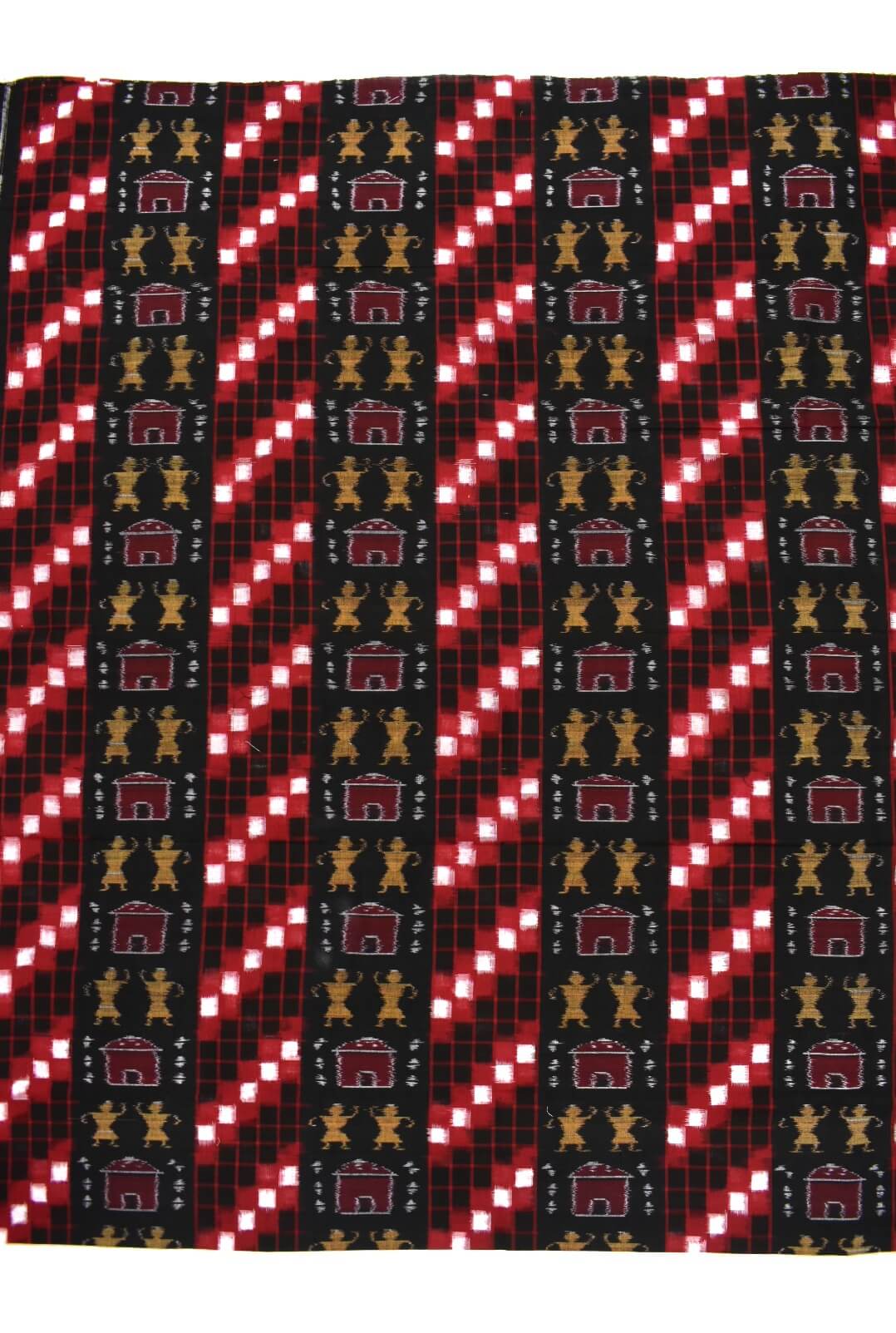 Black-Red Colour Pasapali Design Sambalpuri Handloom Cotton Dress Material - Image 4