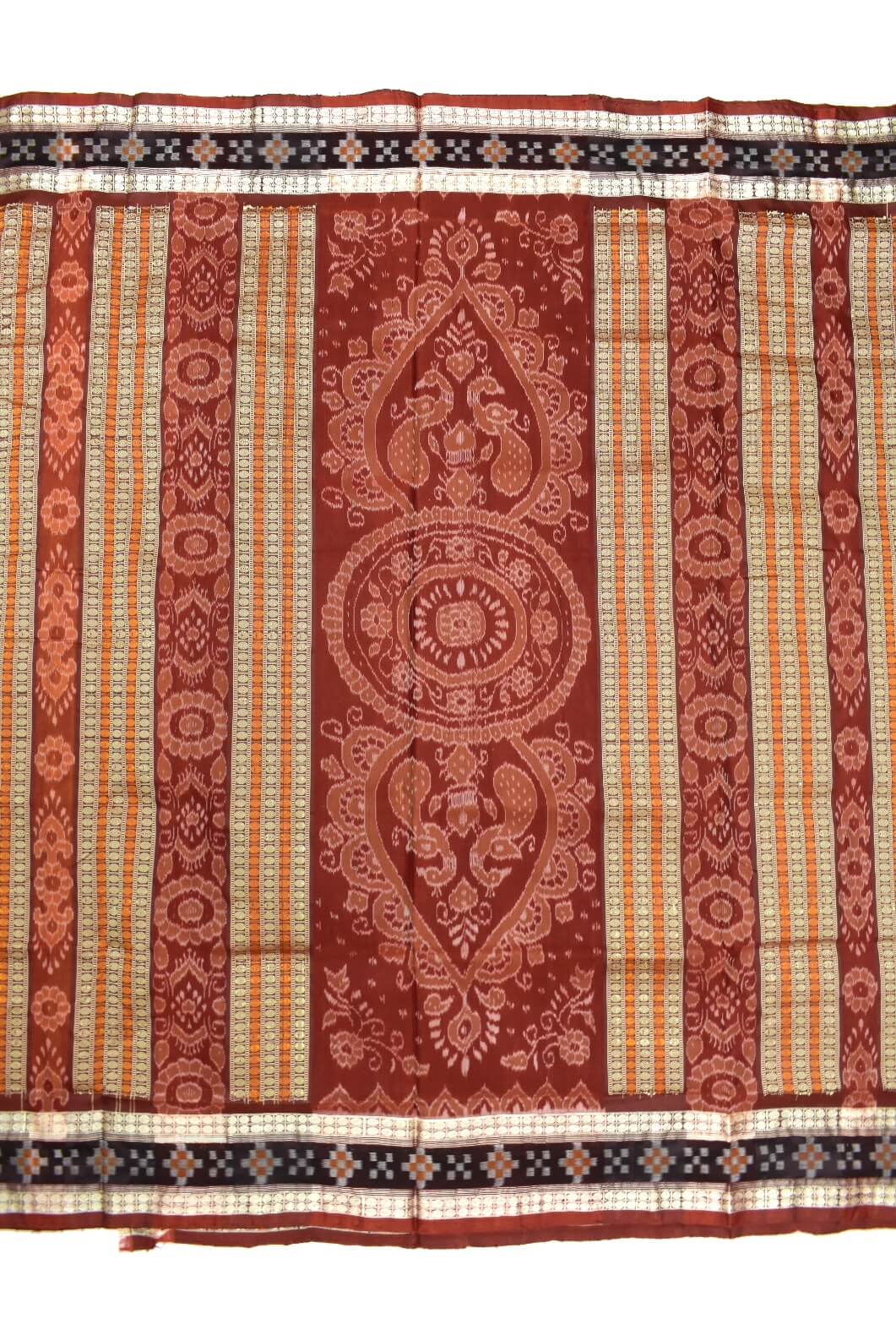 Yellow Colour Pasapali Border Sambalpuri Handloom Bandha Silk Saree - Image 2