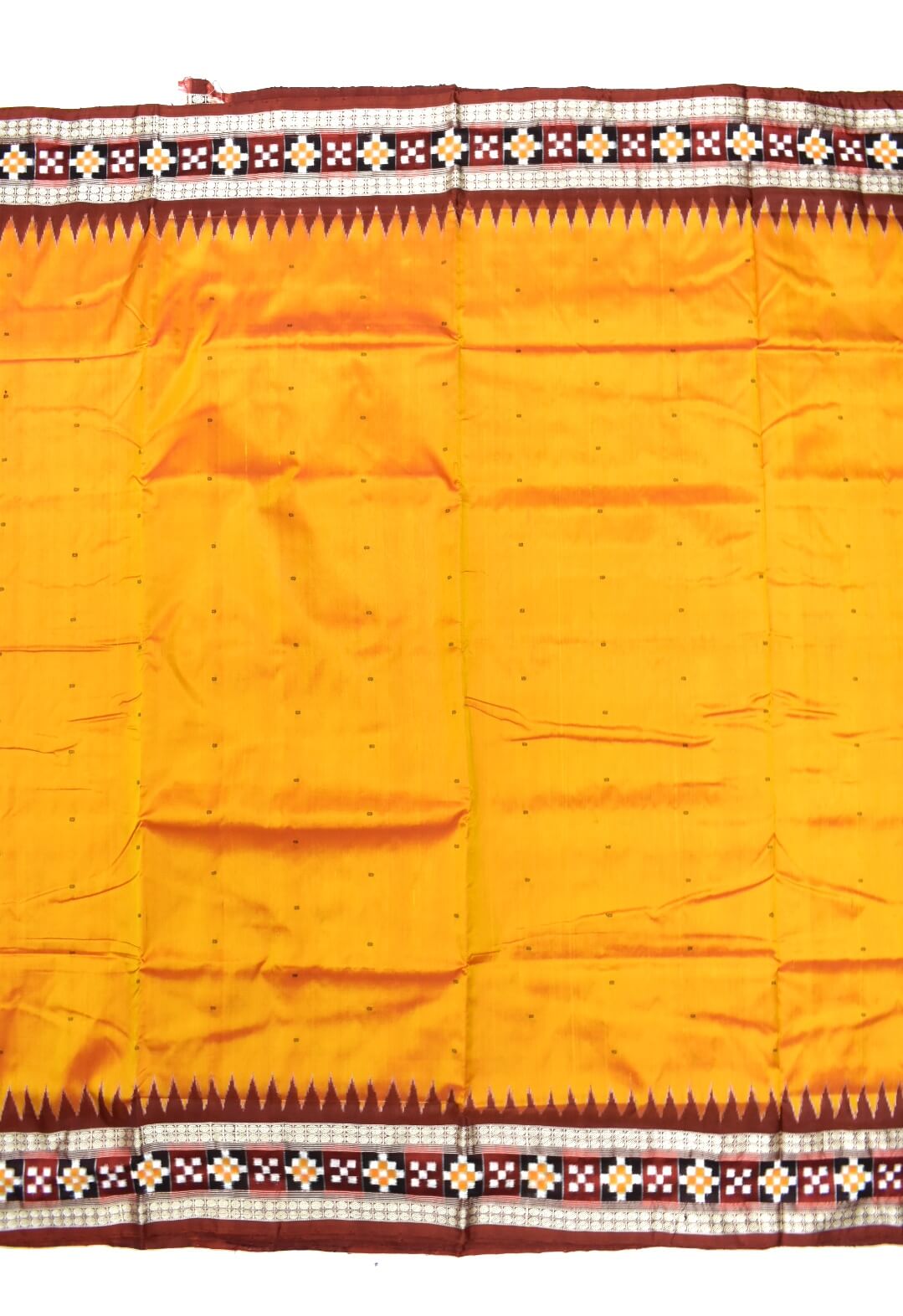 Yellow Colour Pasapali Border Sambalpuri Handloom Bandha Silk Saree