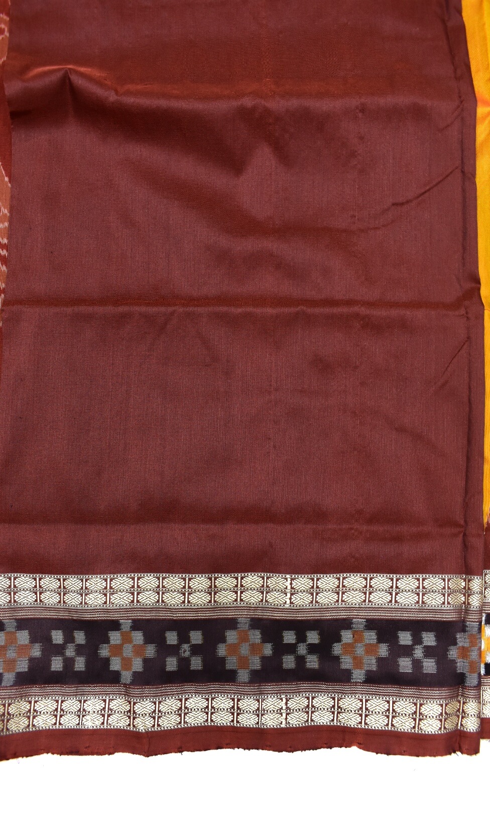 Yellow Colour Pasapali Border Sambalpuri Handloom Bandha Silk Saree - Image 5