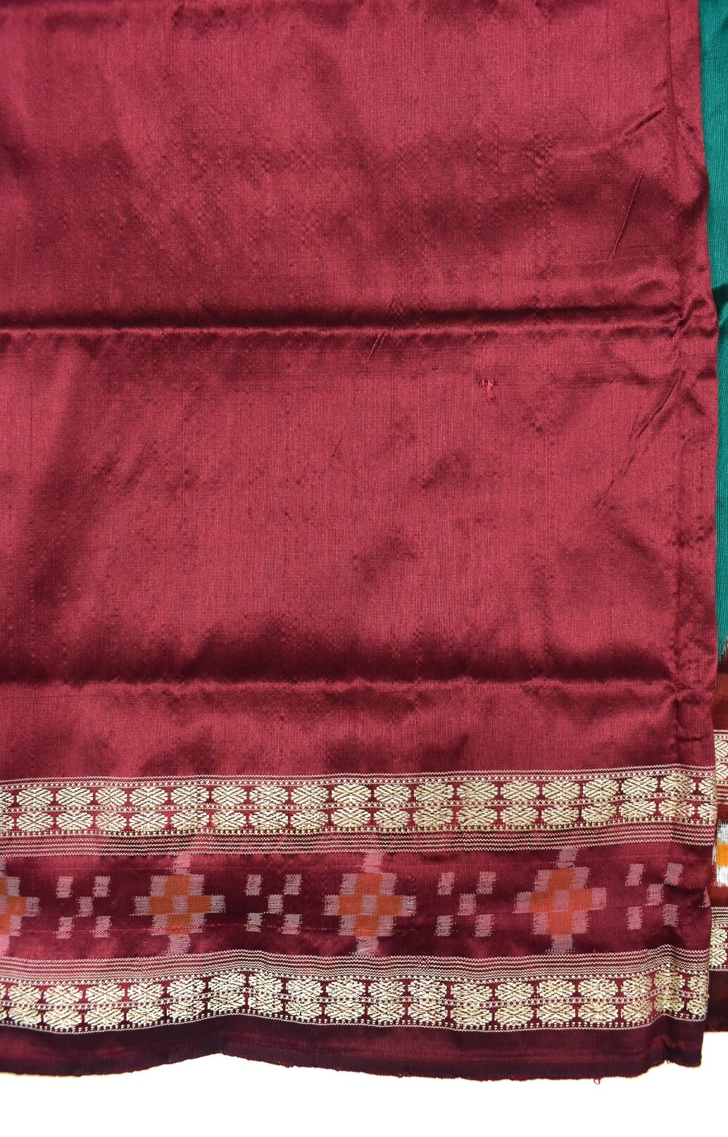 Teal Colour Pasapali Border Sambalpuri Handloom Bandha Silk Saree ...