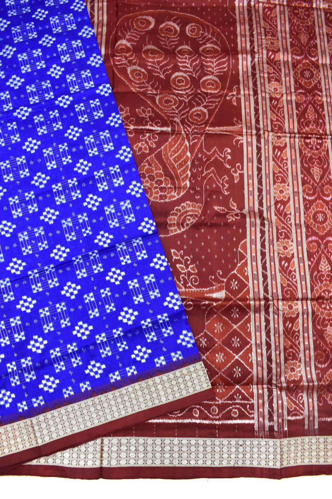 Blue Colour Pasapali Design Sambalpuri Handloom Bandha Silk Saree ...