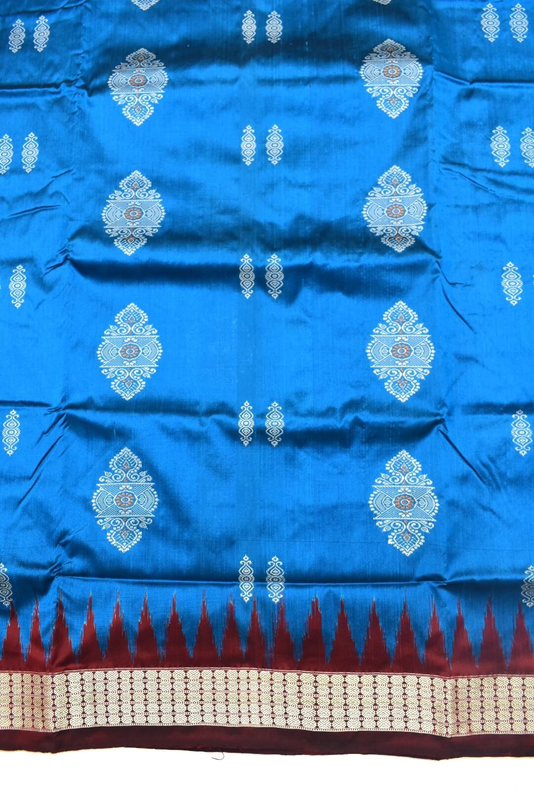 German Colour Sambalpuri Handloom Bomkai Silk Saree - Image 4