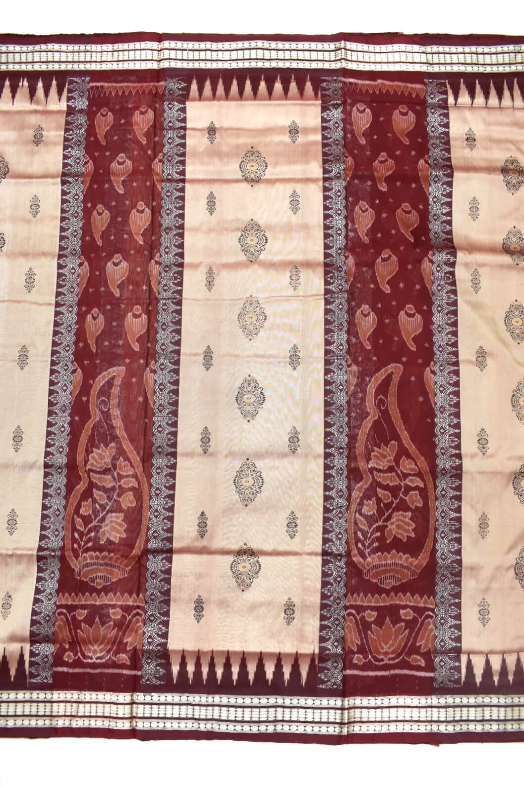 Beige Colour Sambalpuri Handloom Bomkai Silk Saree