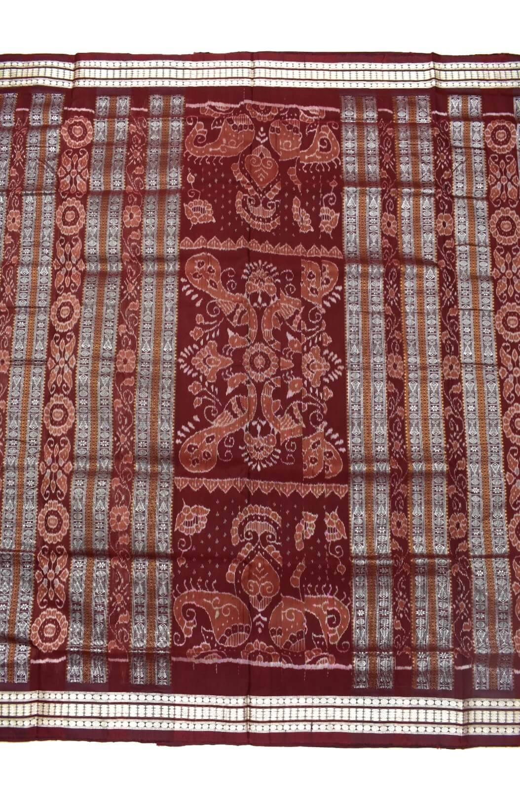 Beige Colour Sambalpuri Handloom Bomkai Silk Saree - Image 2