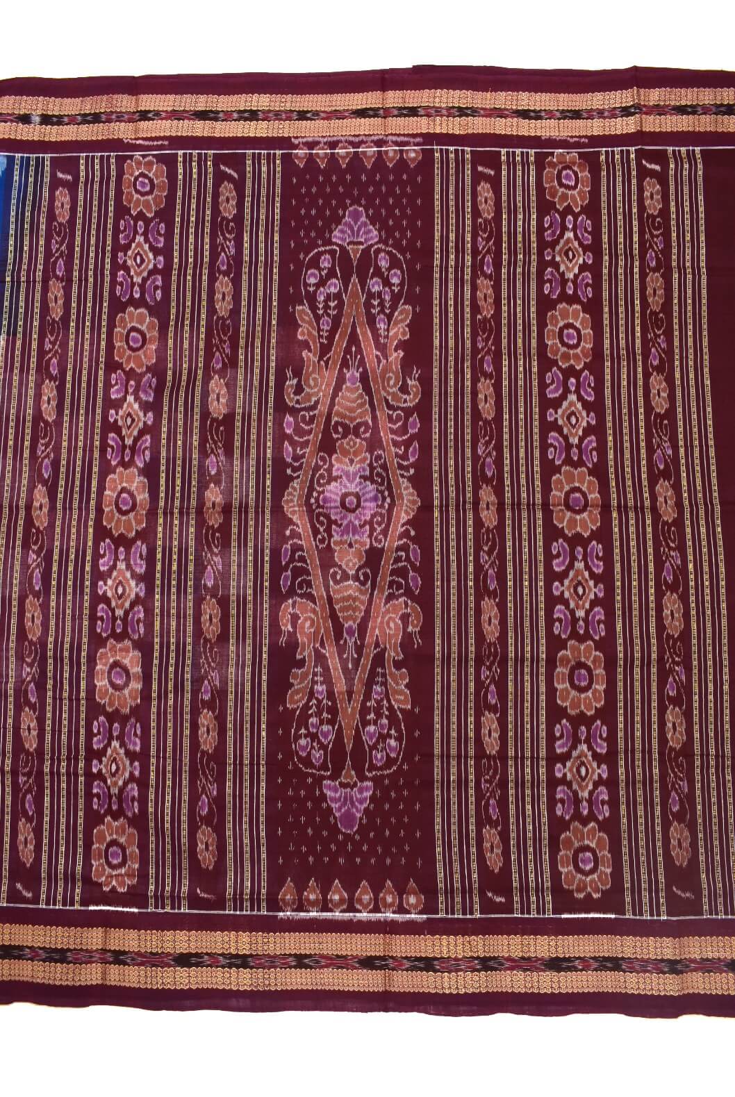 Sky Colour Sambalpuri Handloom Cotton Bomkai Saree - Image 2