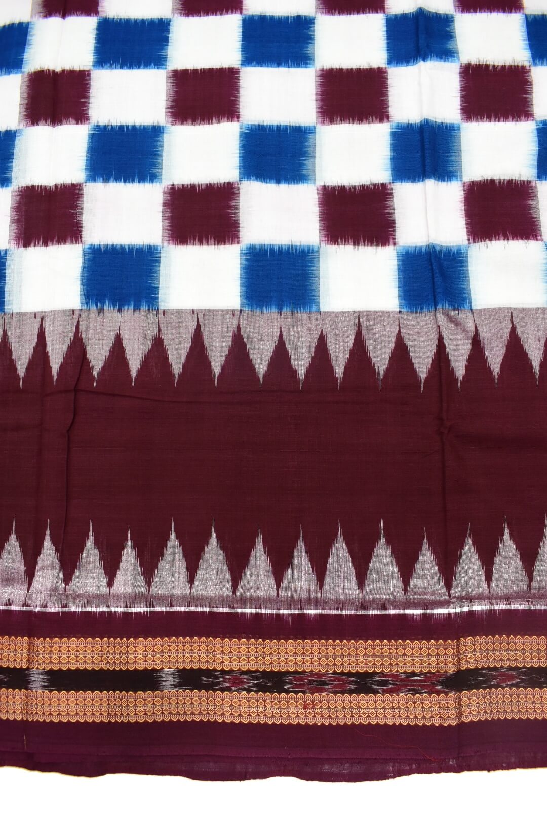 Sky Colour Sambalpuri Handloom Cotton Bomkai Saree - Image 4