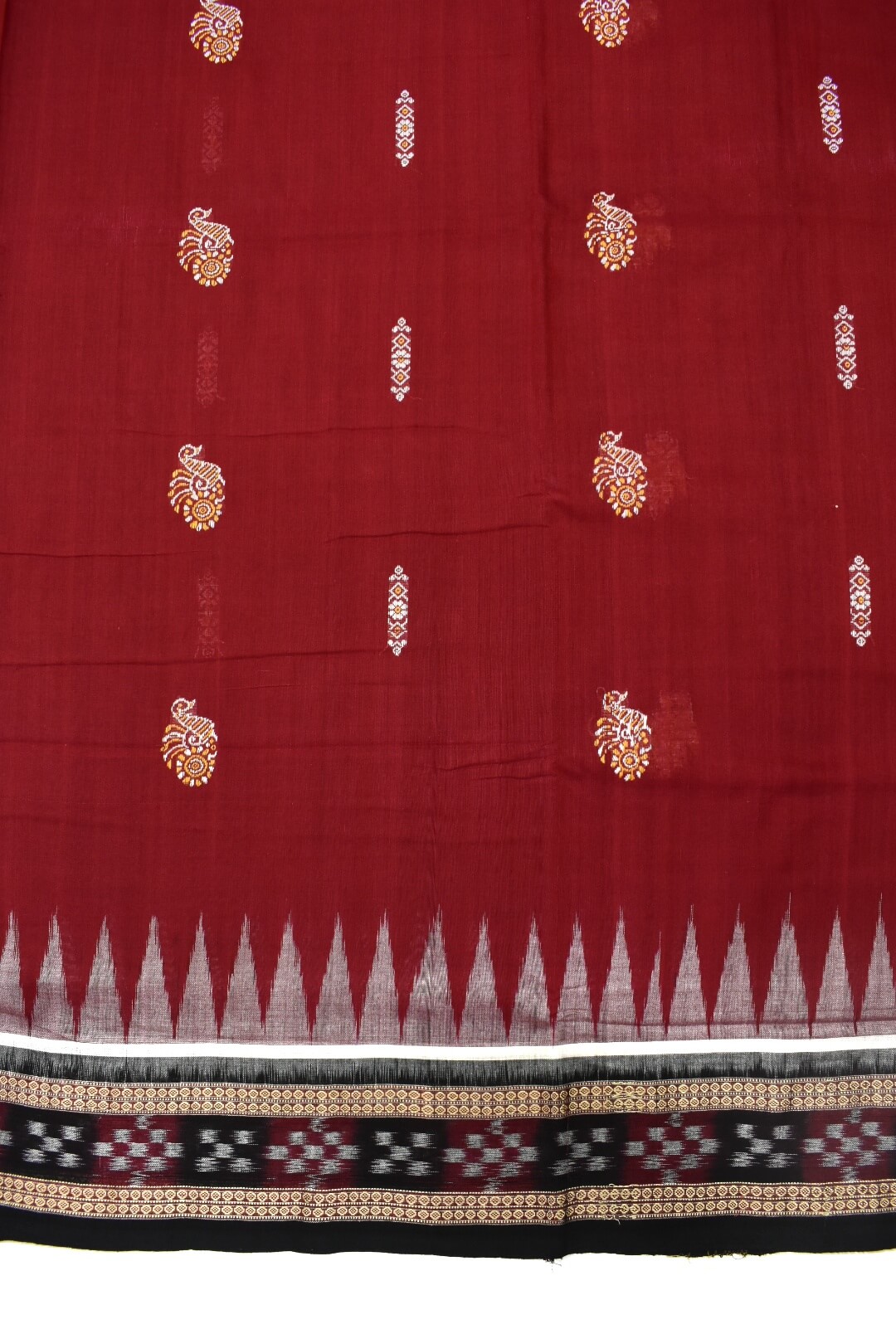 Red Colour Sambalpuri Handloom Cotton Bomkai Saree - Image 4