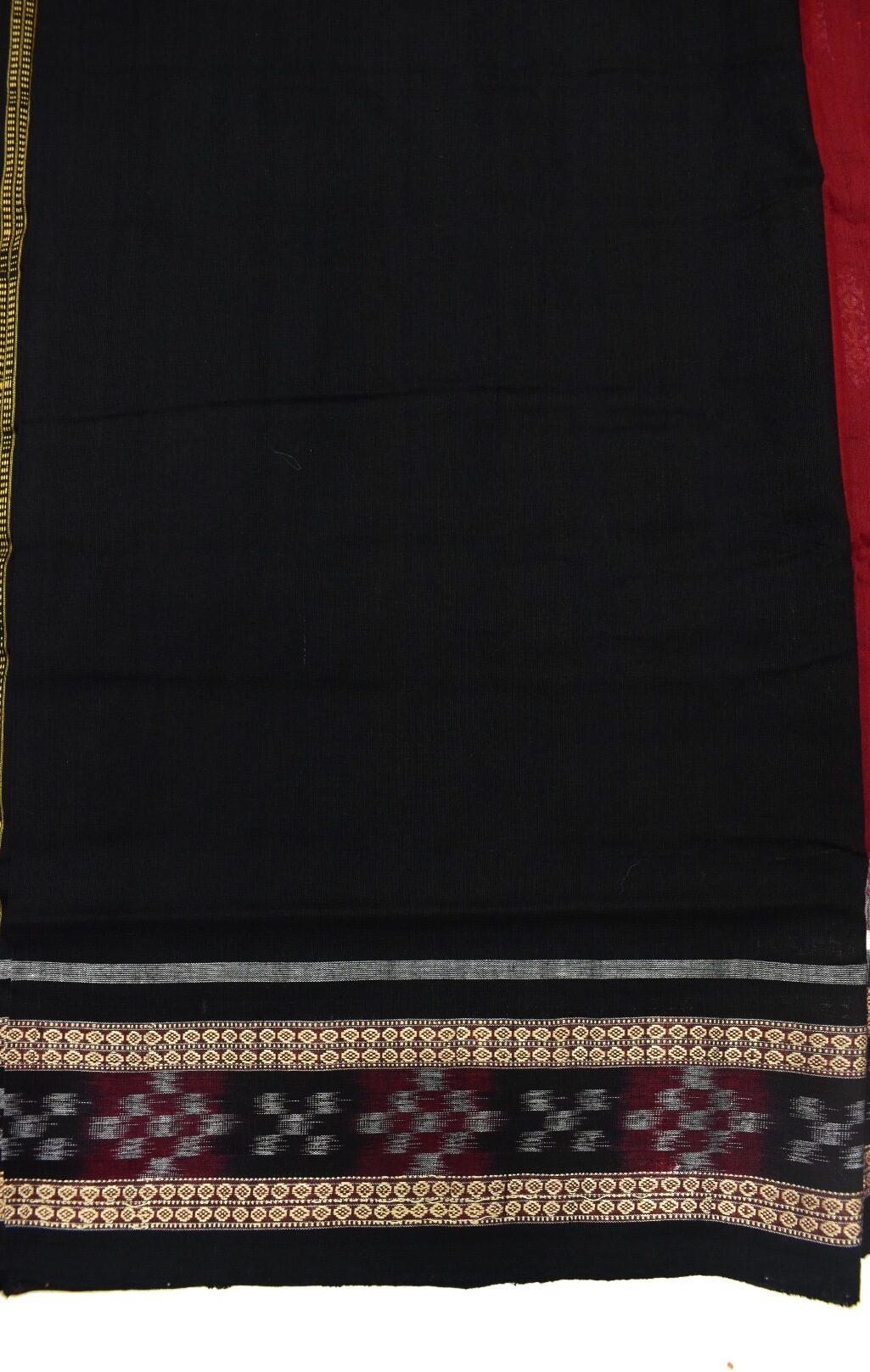 Red Colour Sambalpuri Handloom Cotton Bomkai Saree - Image 5