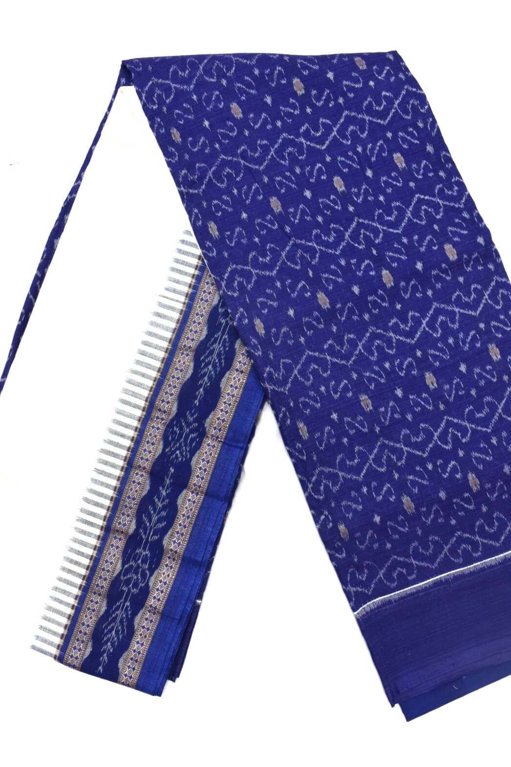Blue Colour Sambalpuri Handloom Cotton Dress Material - Image 2