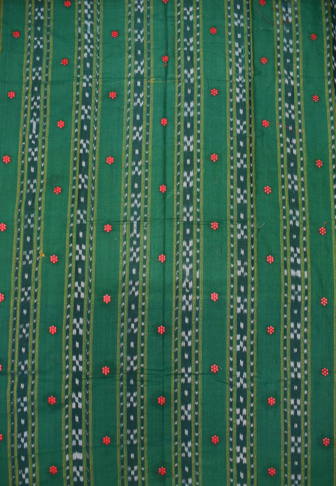 Green Colour Sambalpuri Handloom Cotton Bomkai Dress Material - Image 4