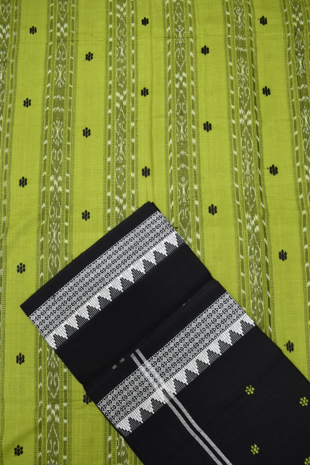 Mahendi Colour Sambalpuri Handloom Cotton Bomkai Dress Material - Image 2