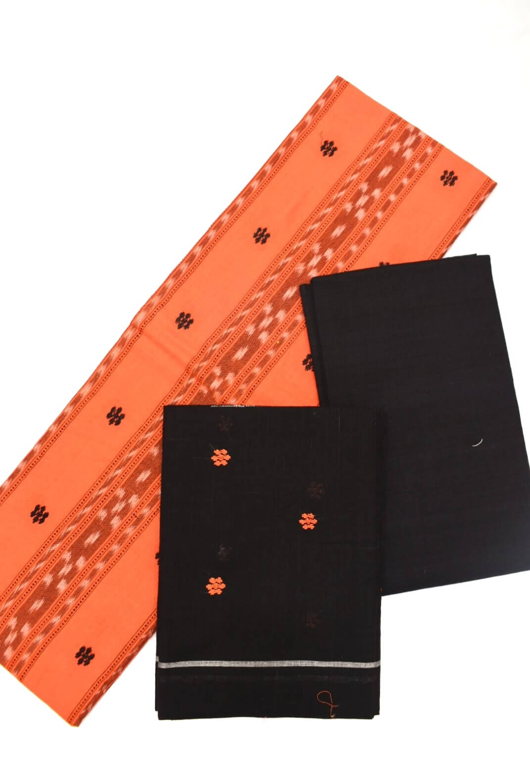 Orange Colour Sambalpuri Handloom Cotton Bomkai Dress Material