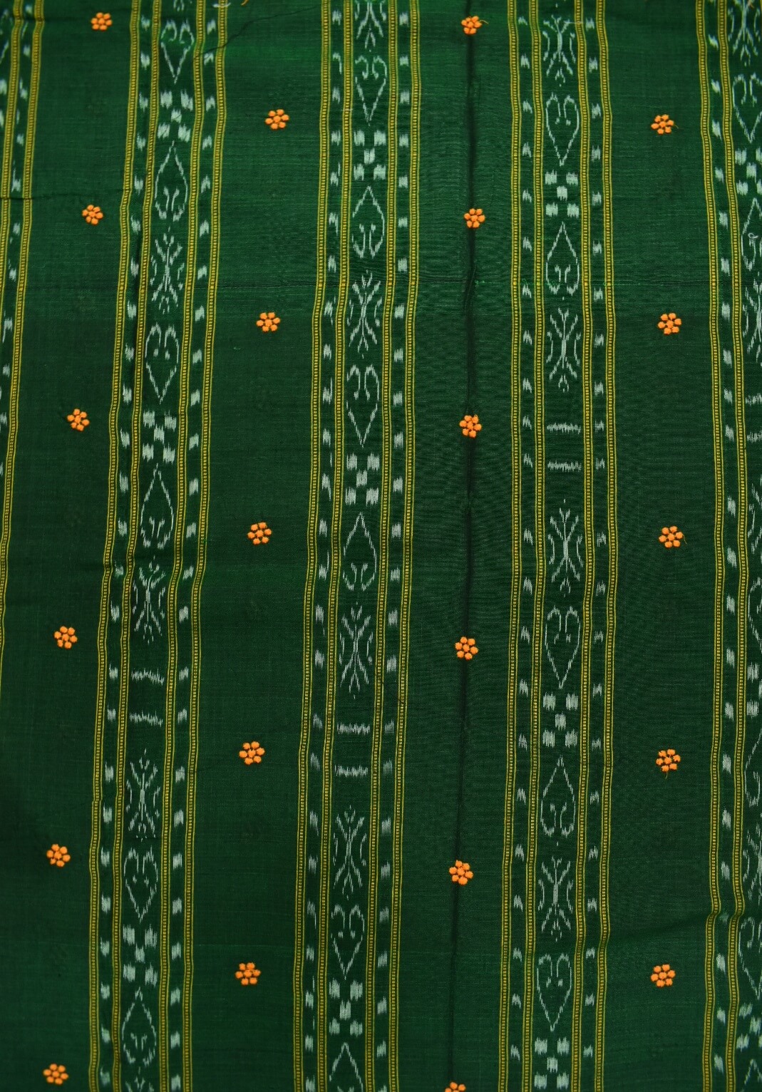 Green Colour Sambalpuri Handloom Cotton Bomkai Dress Material - Image 4