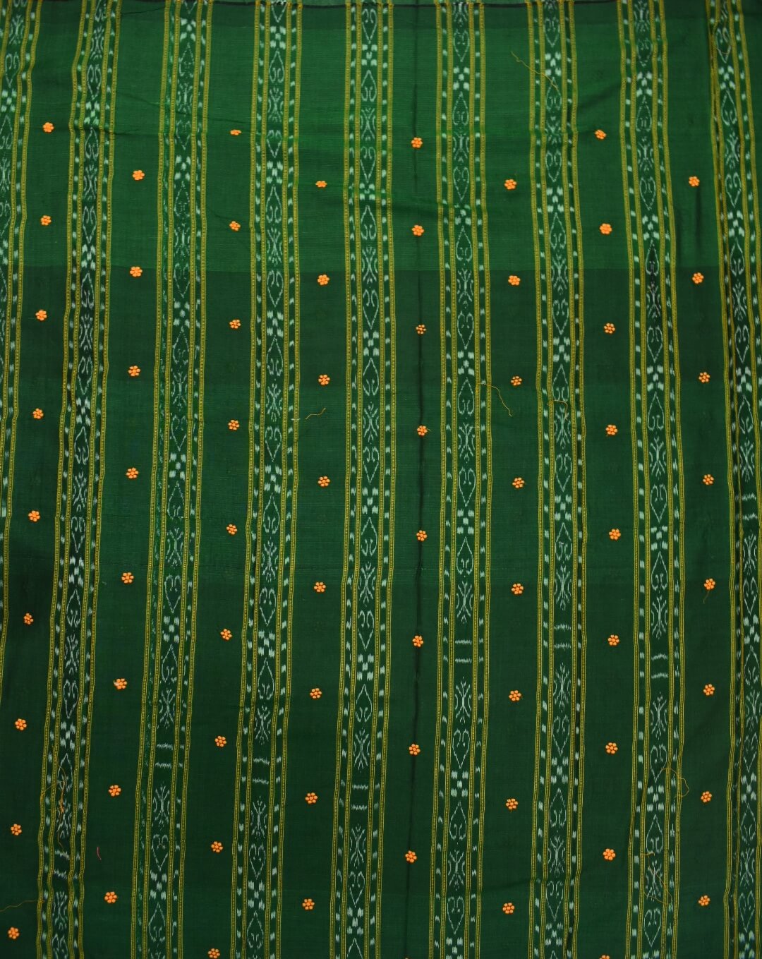 Green Colour Sambalpuri Handloom Cotton Bomkai Dress Material - Image 3