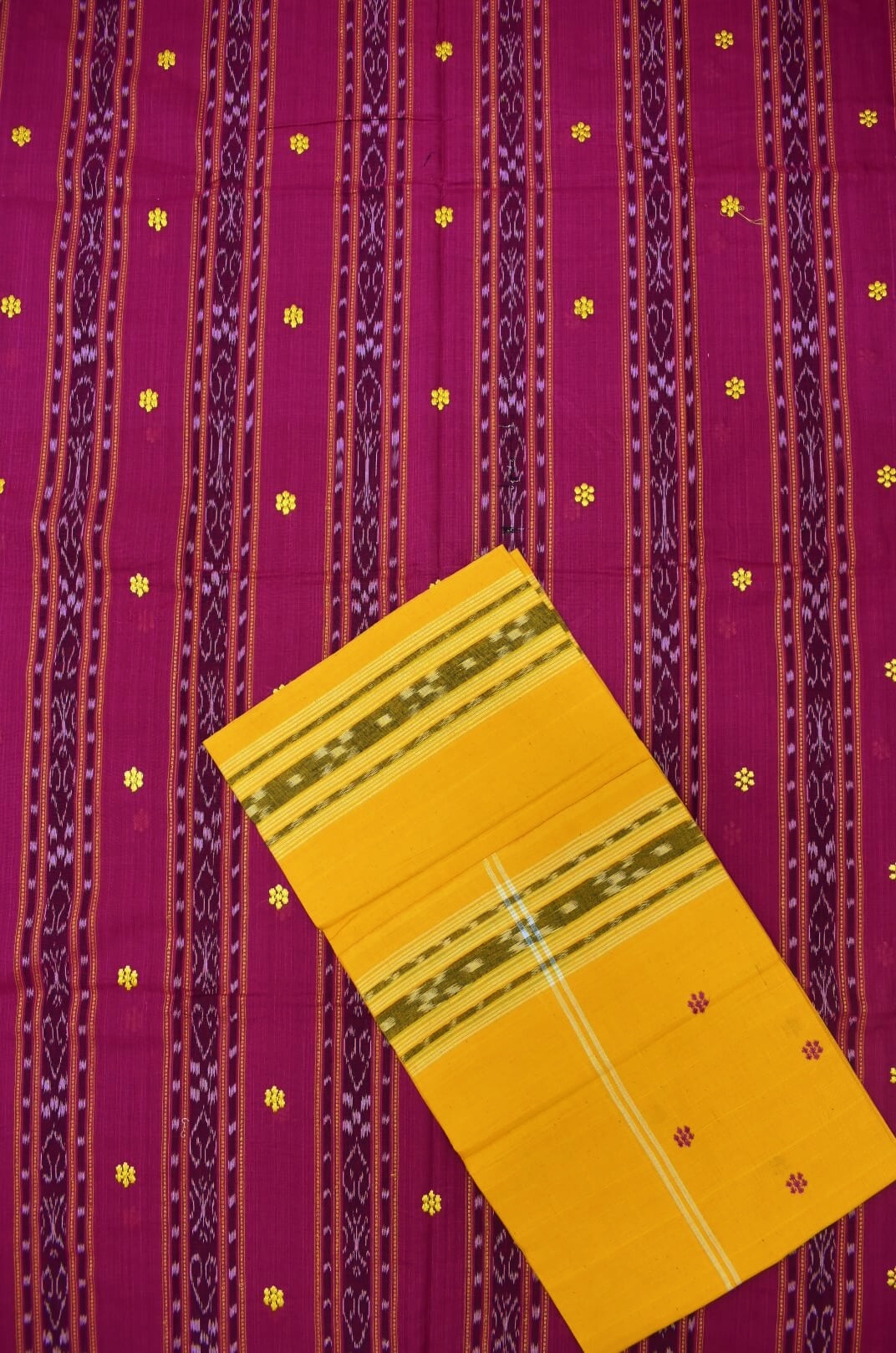 HotPink Colour Sambalpuri Handloom Cotton Bomkai Dress Material - Image 2