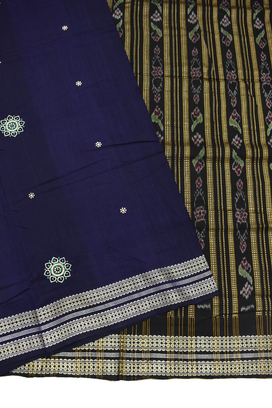 Blue Colour Sambalpuri Handloom Cotton Saree - Image 3