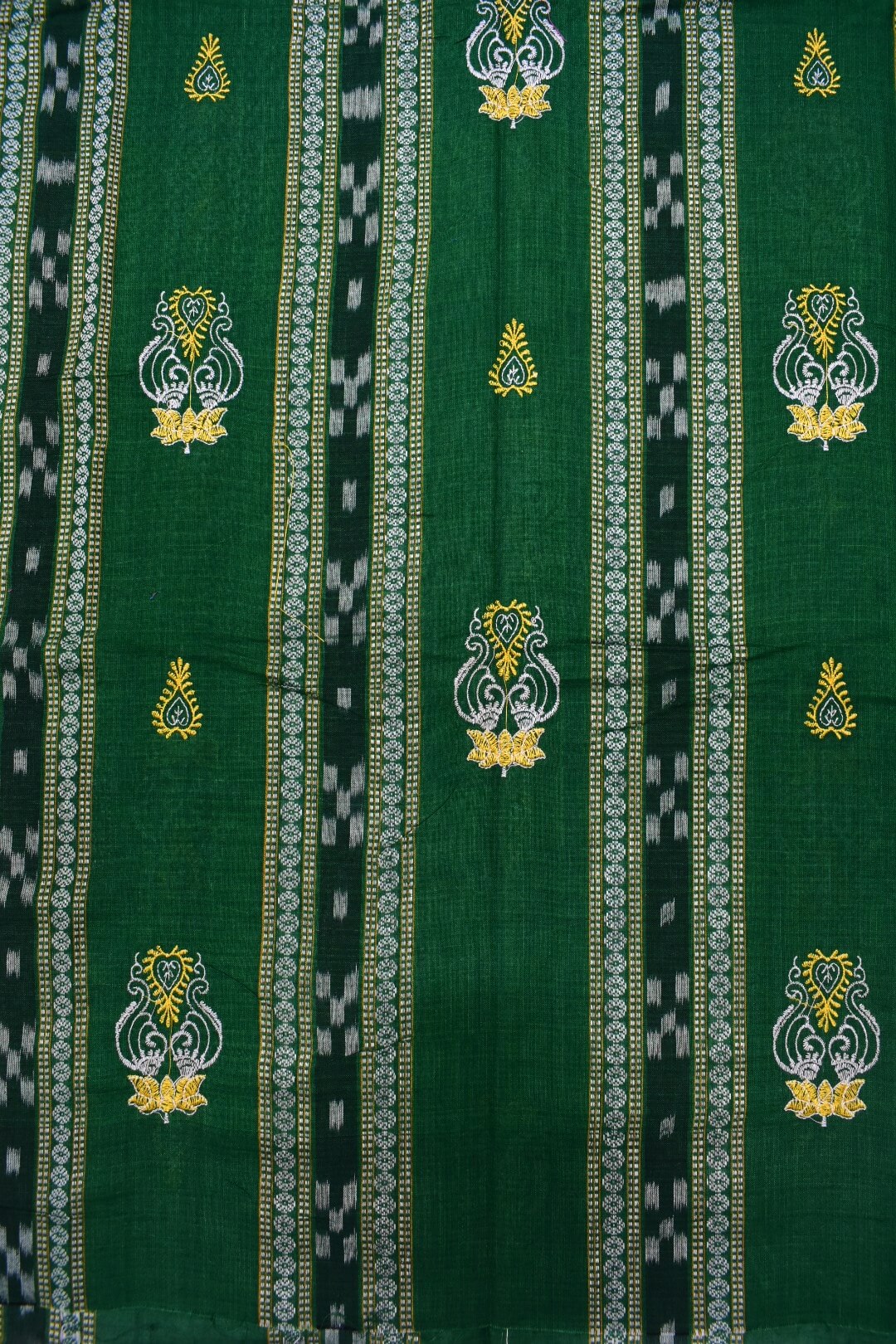 Green Colour Sambalpuri Handloom Cotton Bomkai Dress Material - Image 4
