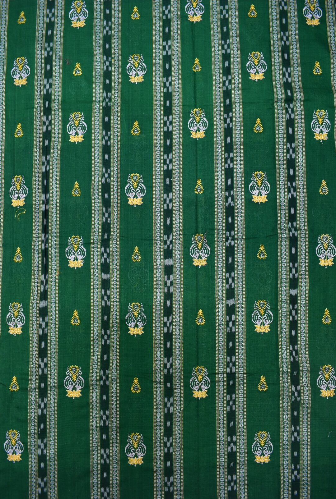 Green Colour Sambalpuri Handloom Cotton Bomkai Dress Material - Image 3