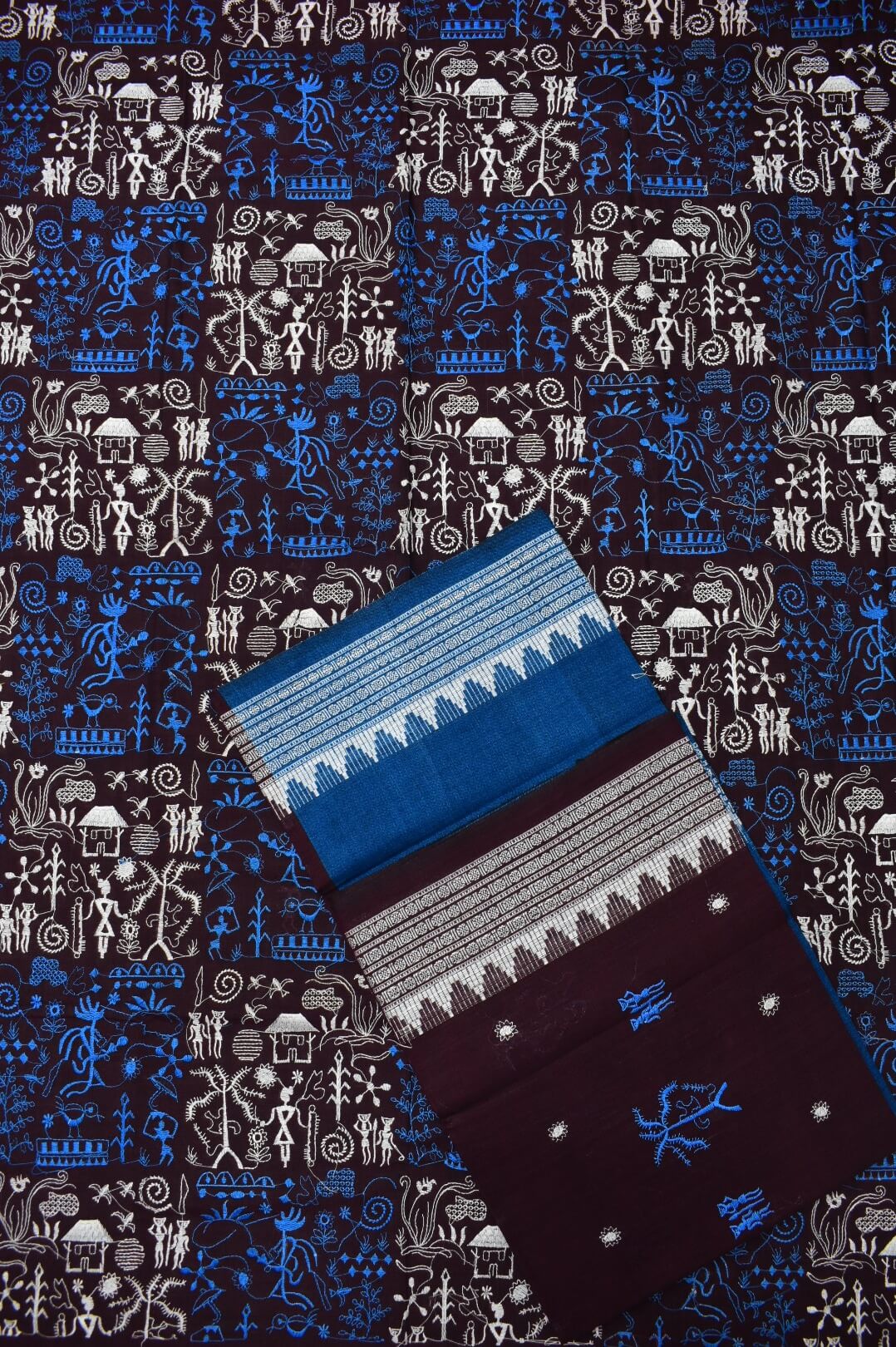 Coffe Colour Sambalpuri Handloom Cotton Bomkai Dress Material