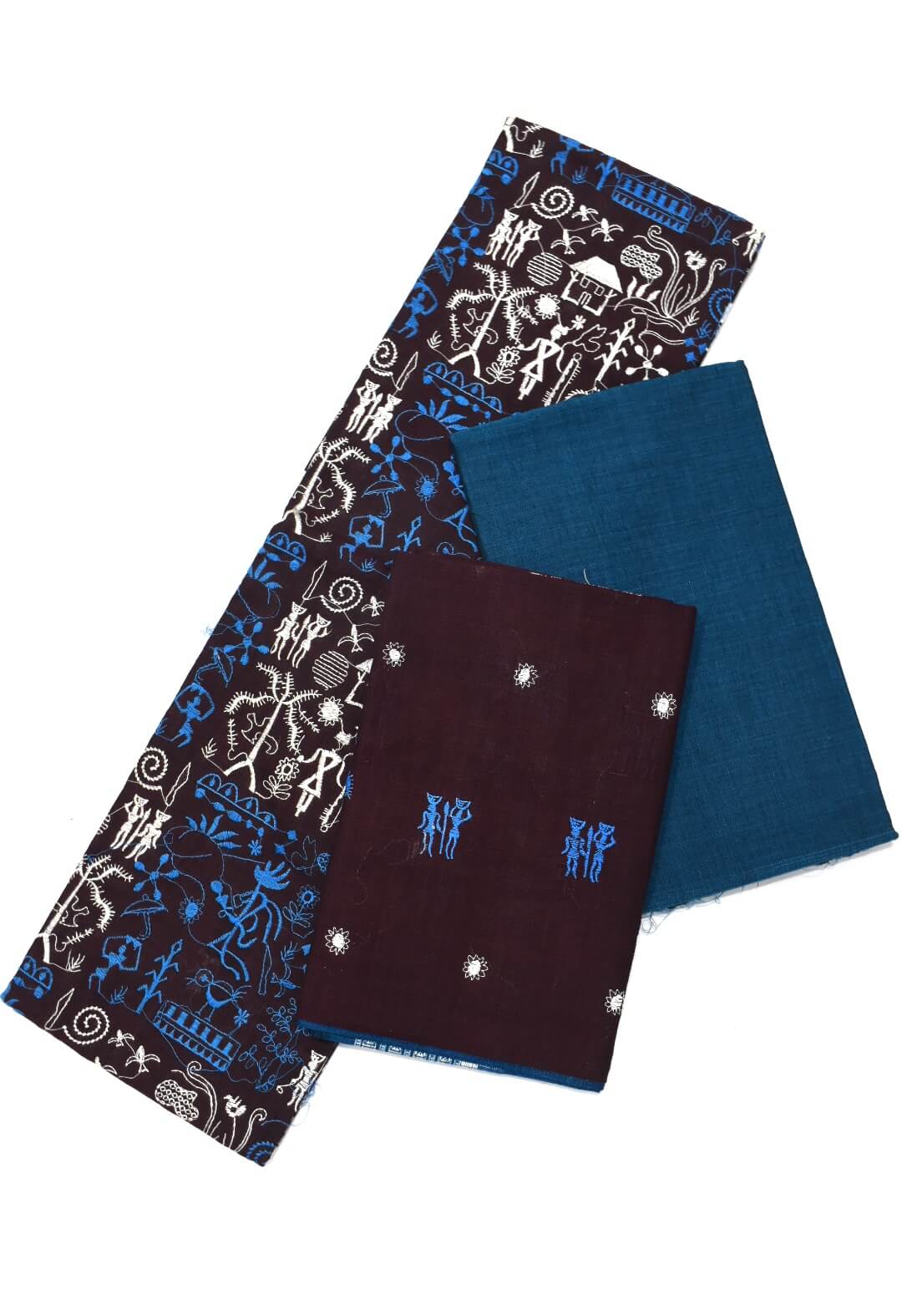 Coffe Colour Sambalpuri Handloom Cotton Bomkai Dress Material - Image 2