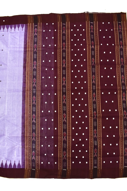 Lavender Colour Sambalpuri Handloom Bandha Cotton Saree - Image 3