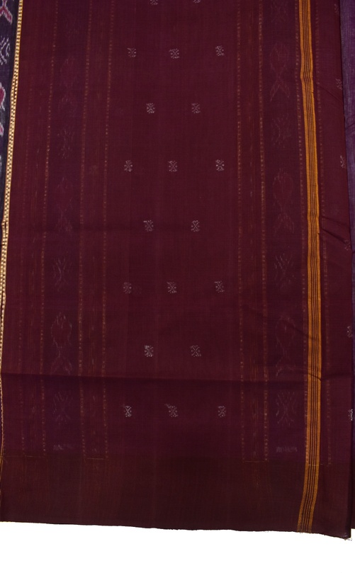 Lavender Colour Sambalpuri Handloom Bandha Cotton Saree - Image 5