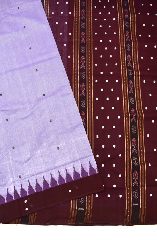 Lavender Colour Sambalpuri Handloom Bandha Cotton Saree - Image 4