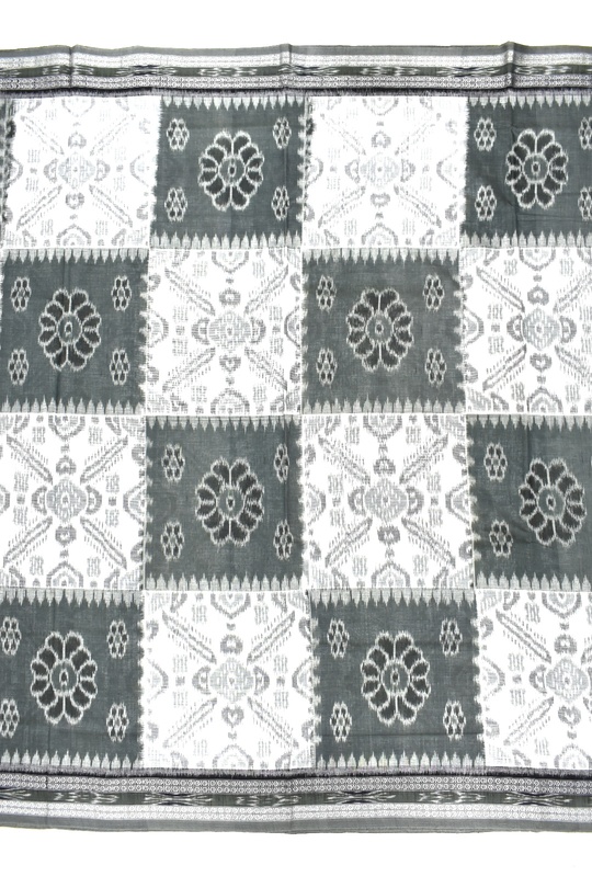 White Colour Sambalpuri Handloom Cotton Saree