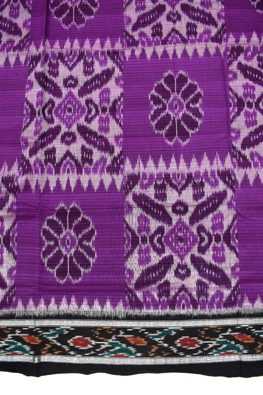 Violet Colour Sambalpuri Handloom Cotton Saree - Image 4
