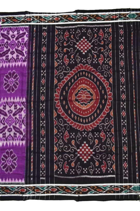 Violet Colour Sambalpuri Handloom Cotton Saree - Image 2