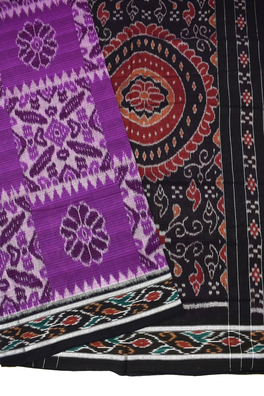 Violet Colour Sambalpuri Handloom Cotton Saree - Image 3