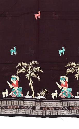 Coffe Colour Sambalpuri Handloom Cotton Saree - Image 4