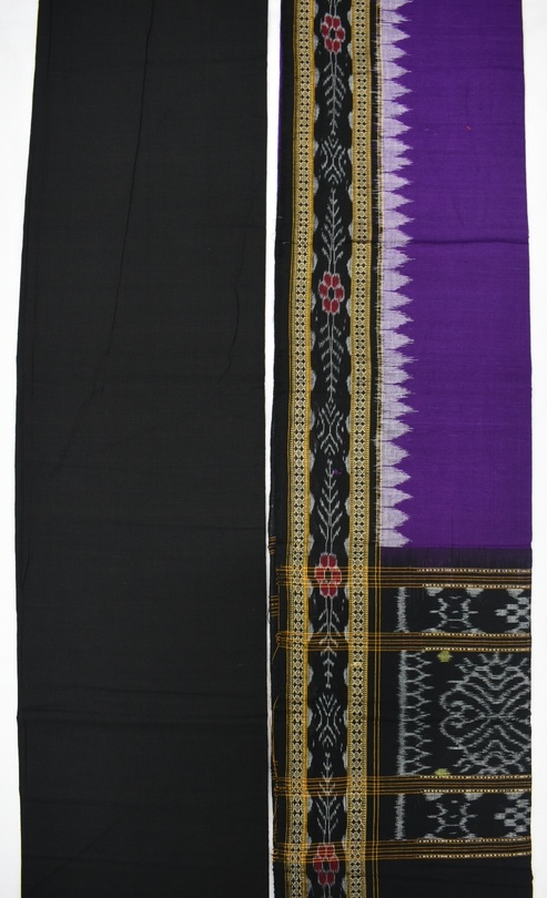 Violet Colour Sambalpuri Handloom Cotton Dress Material - Image 2