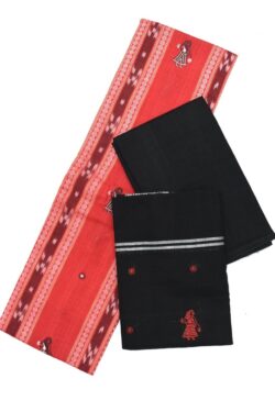 Red Colour Sambalpuri Handloom Cotton Bomkai Dress Material