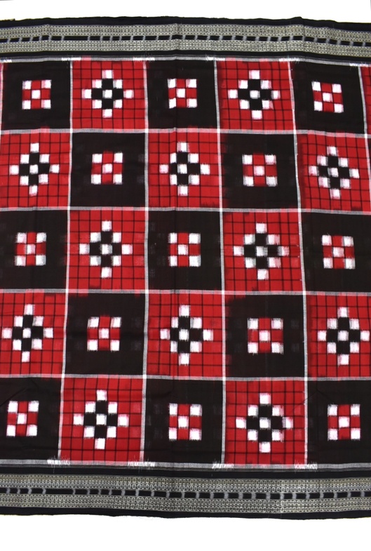 Red-Black Pasapali Design Sambalpuri Handloom Cotton Saree
