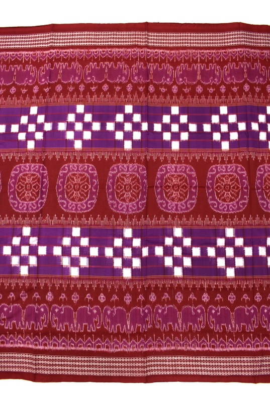 Violet-Maroon Pasapali Design Sambalpuri Handloom Cotton Saree