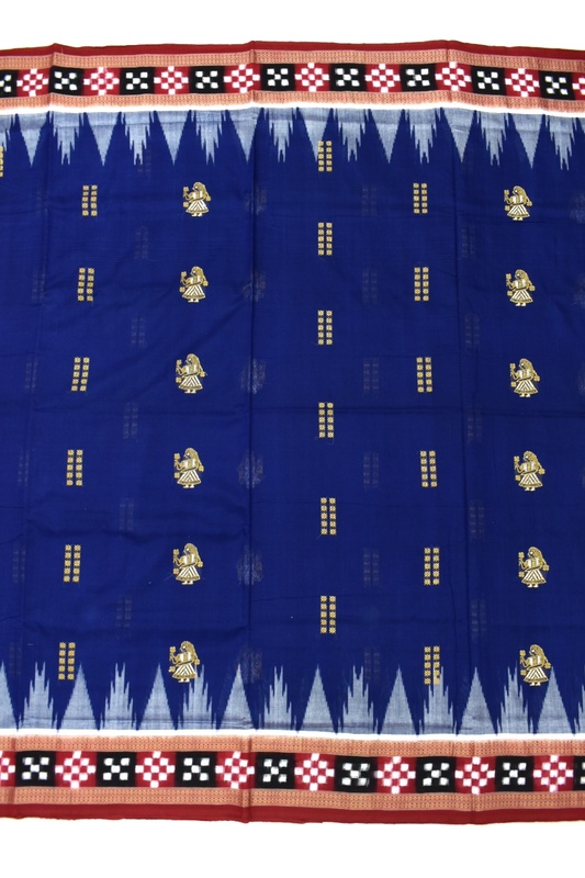 Blue Colour Sambalpuri Handloom Cotton Bomkai Saree