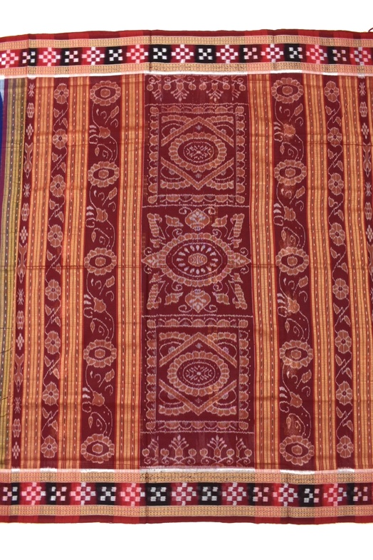 Blue Colour Sambalpuri Handloom Cotton Bomkai Saree - Image 2